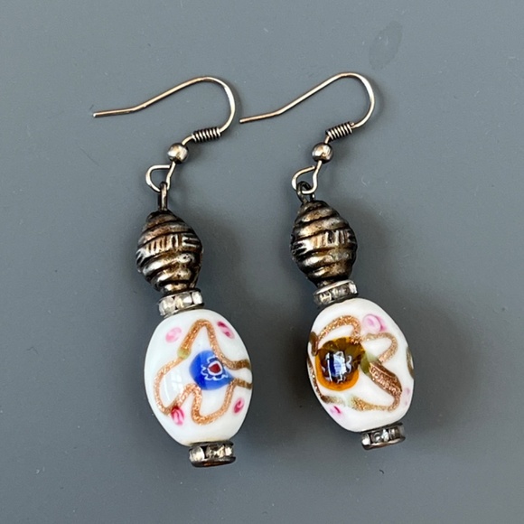 Artisnal glass bead earrings, Murano glass. - Picture 3 of 11